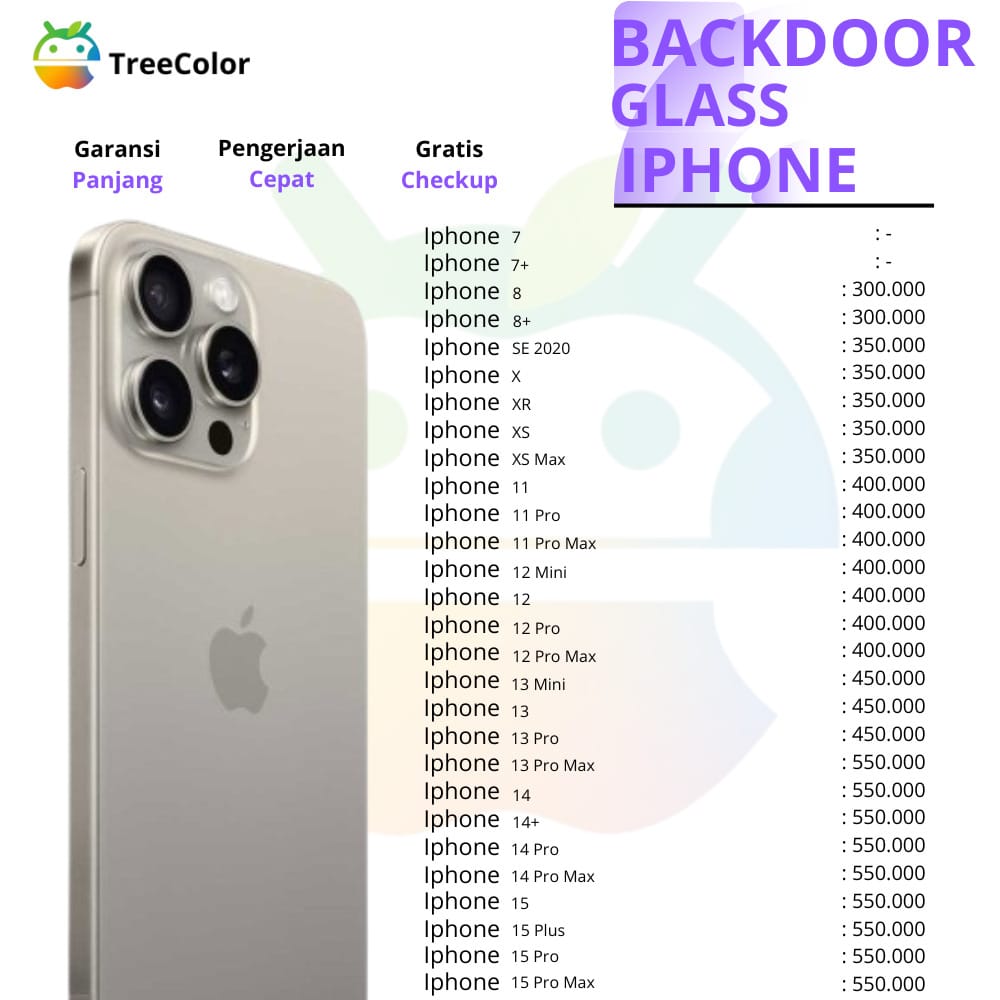 Harga backglass iphone