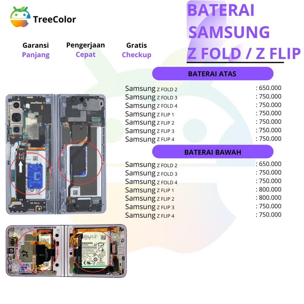 Harga ganti baterai samsung z fold dan flip