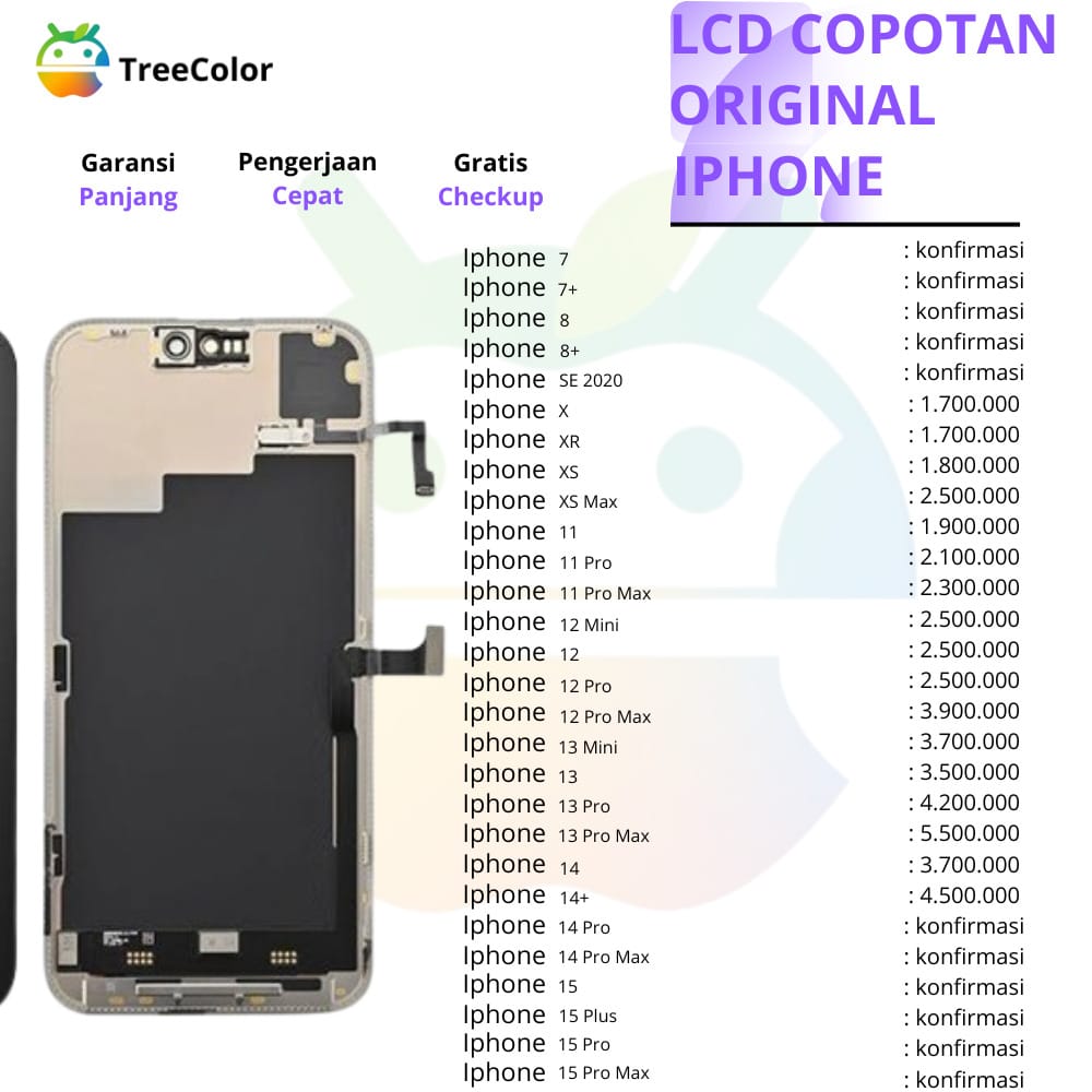 Harga lcd original copotan iphone