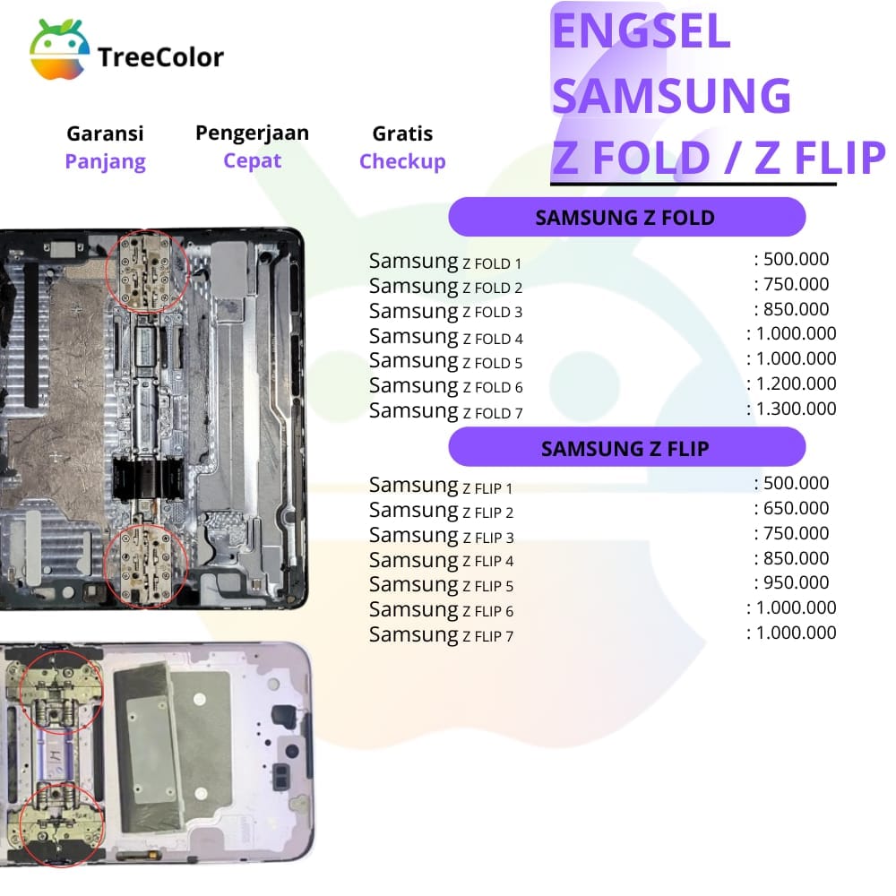 Harga engsel samsung z fold dan flip